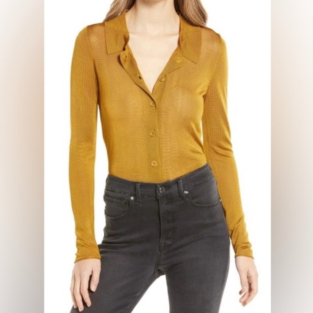 Good American size XS 0 Golden Rod mesh shirt gorgeous NWT